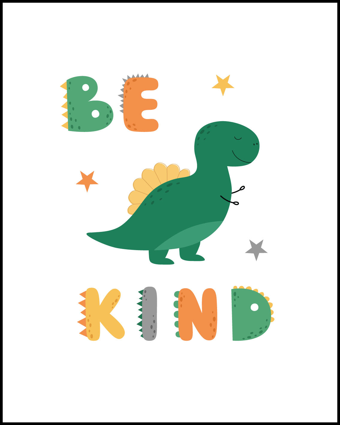 Dino roar, Be kind, Dream big, set of 3 nursery Posters