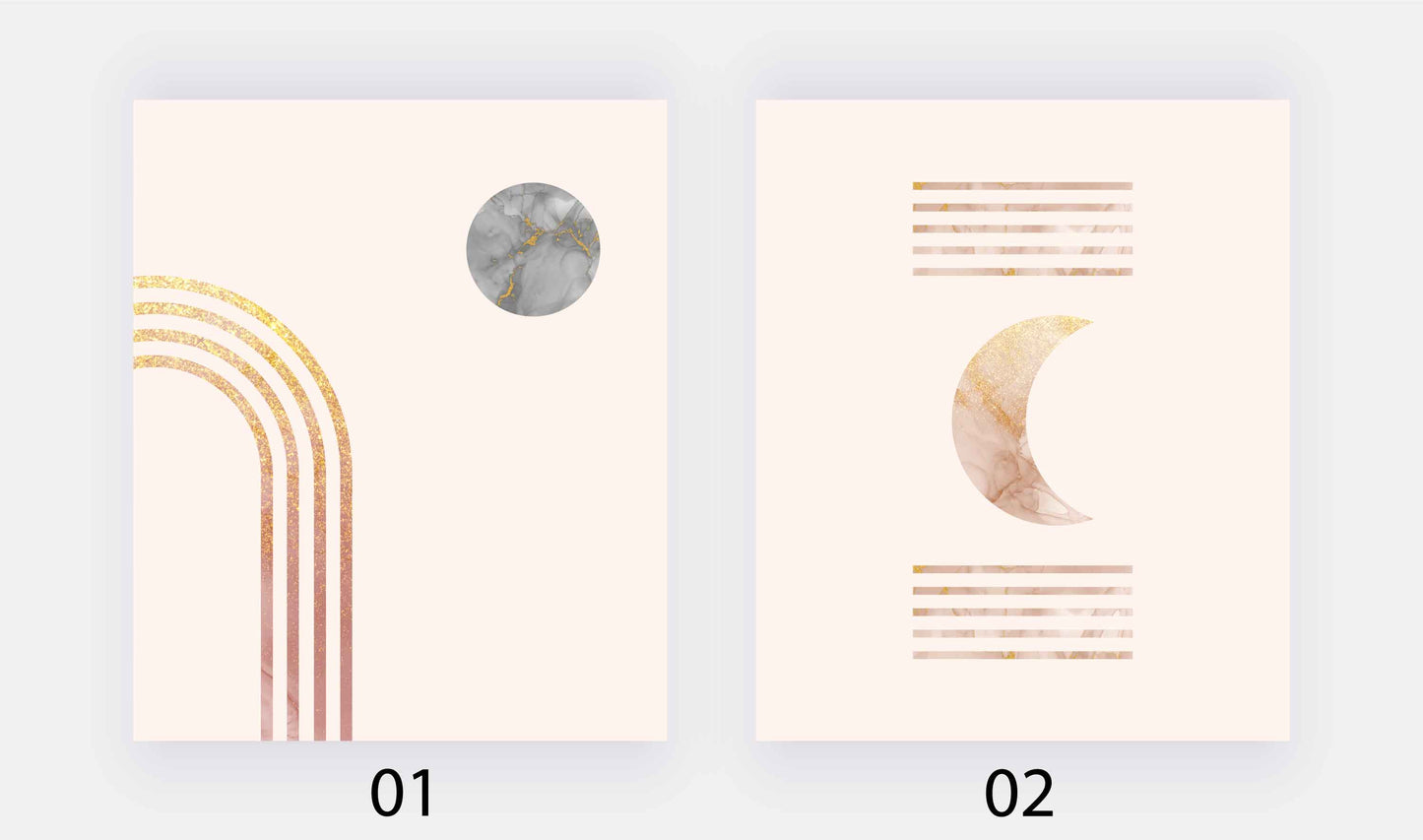 Golden moon rainbow abstract Posters