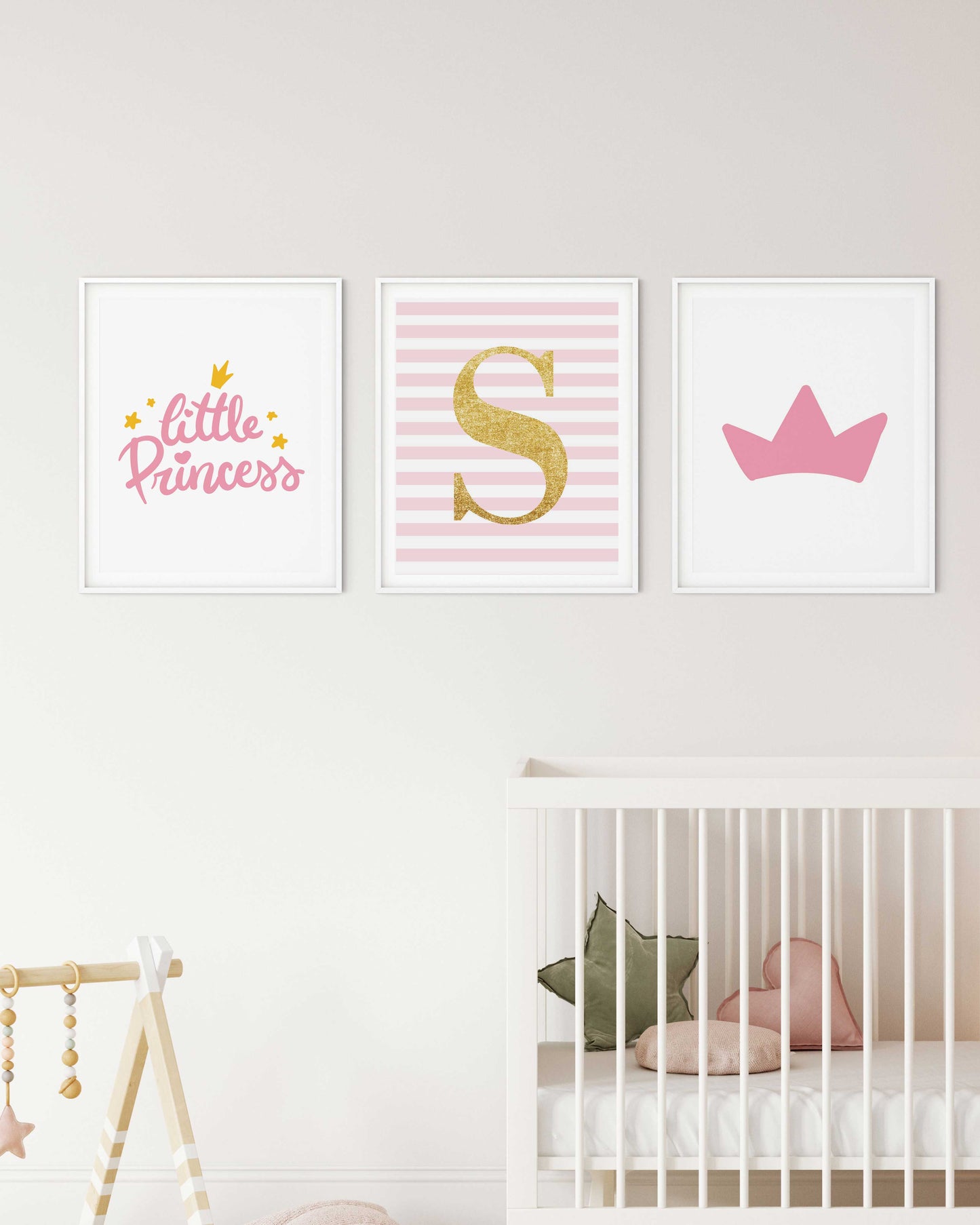 Little princess, set of 3 nursery Posters, personalized letter
