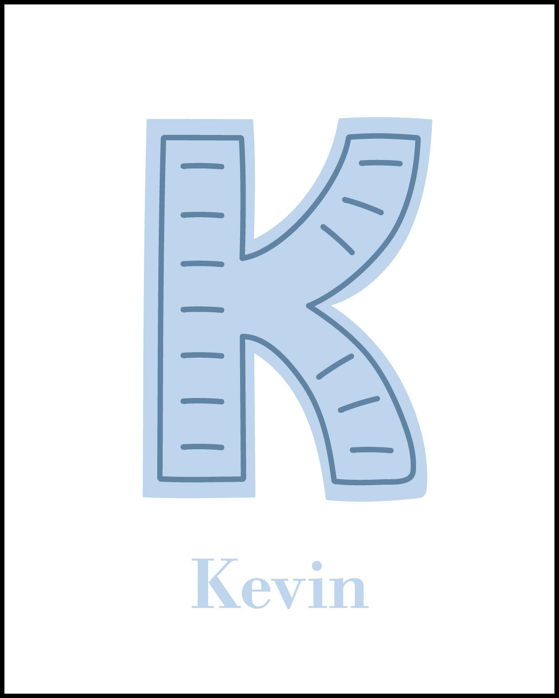 Personalized letter and name blue color Poster