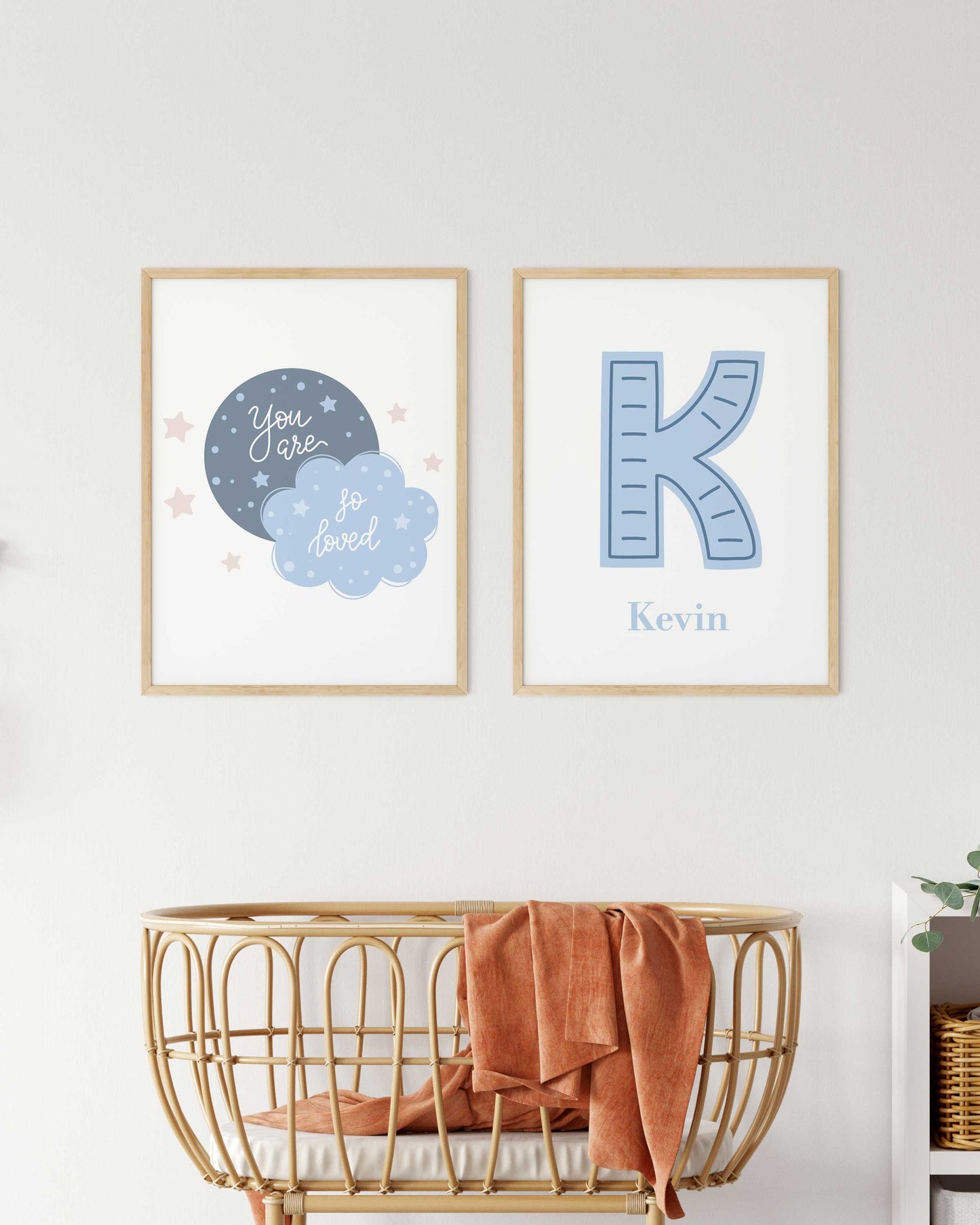 Personalized letter and name blue color Poster