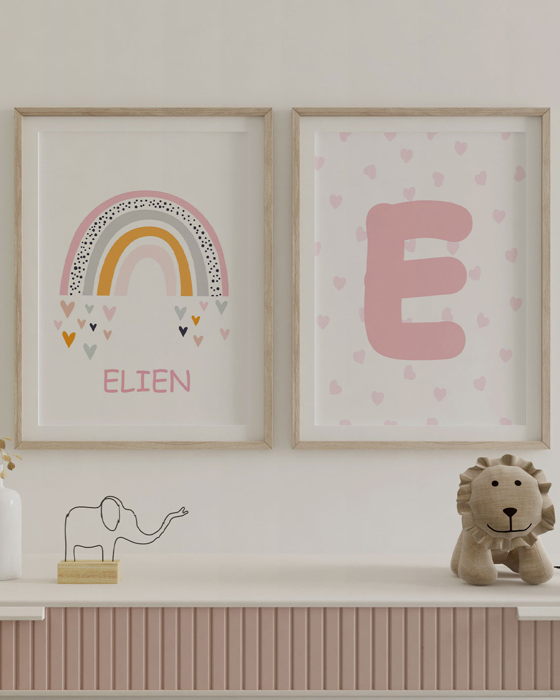 Rainbow personalized name Posters Pink and Blue