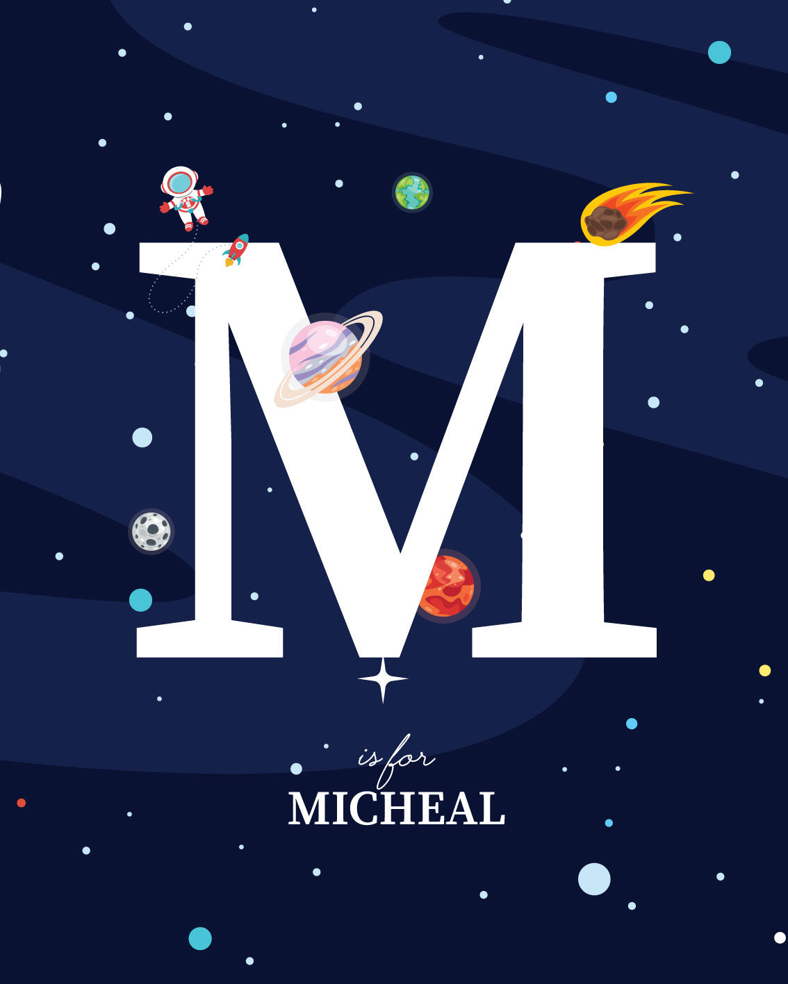 Space Personalized, set of 3 nursery Posters