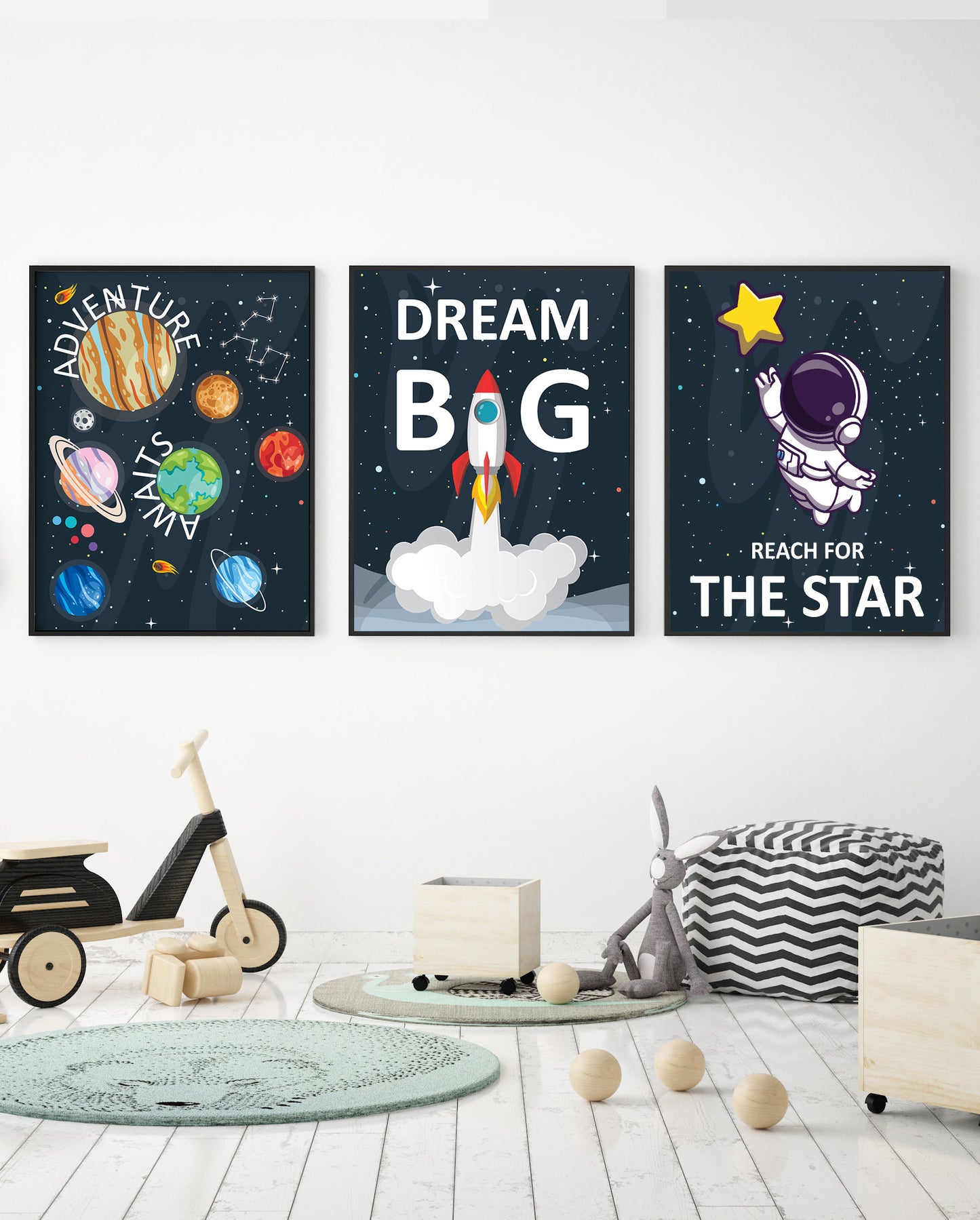 Space Themed Nursery, set of 3 nursery Posters